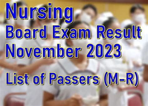 Nursing Board Exam Result November 2023 – List of Passers (M.